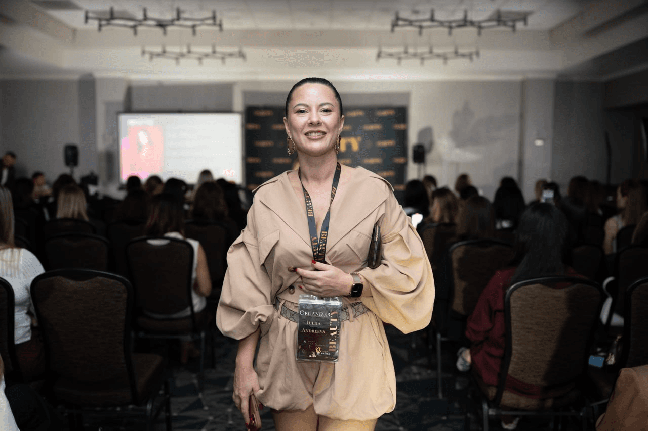 Iuliia Andreeva, founder and president of IBPA, at a Beauty Business Forum event